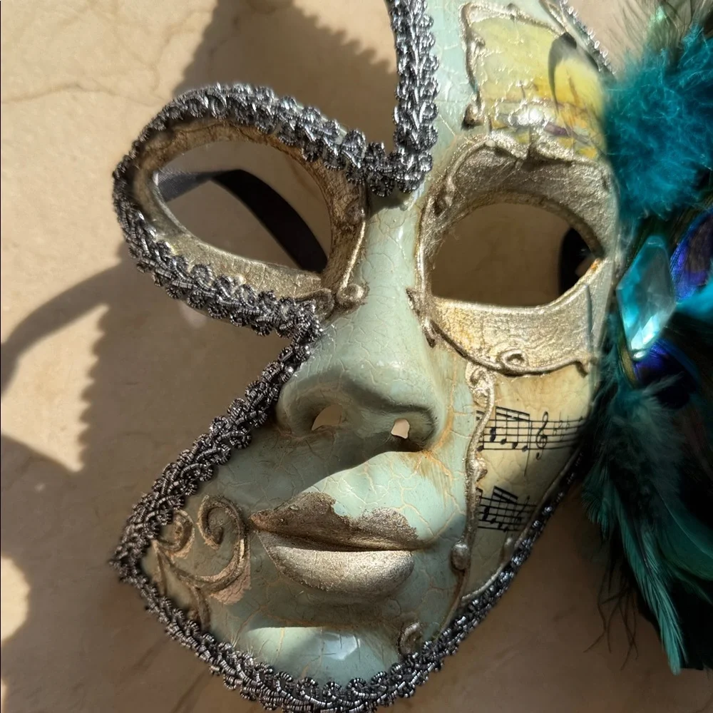 Decorative Mask with Feathers and Music Notes